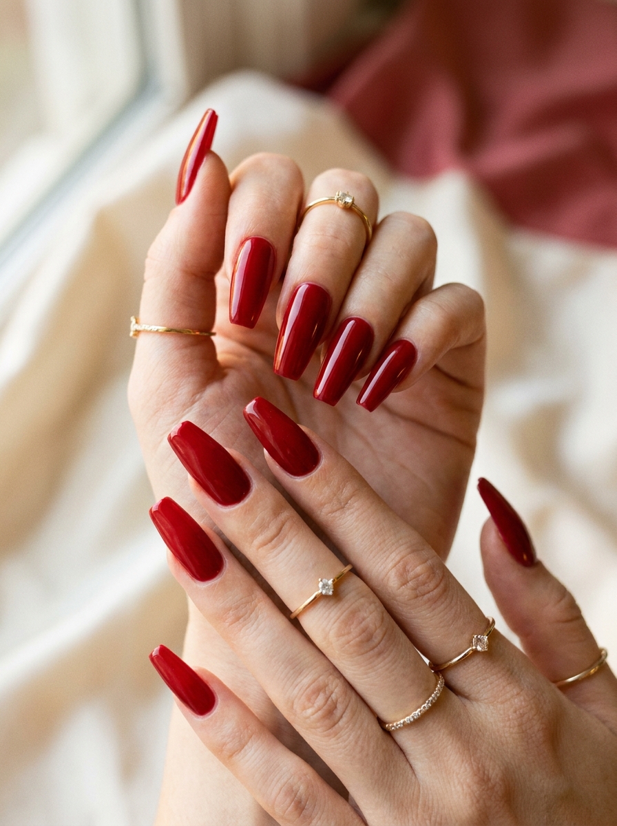 Red Gloss Ballerina Nägel